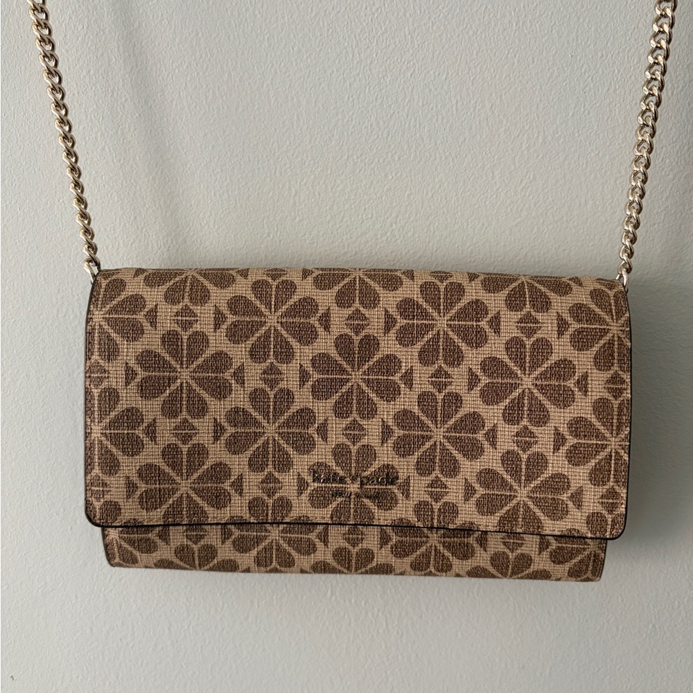 Kate Spade Tan and Brown Floral Crossbody Bag
